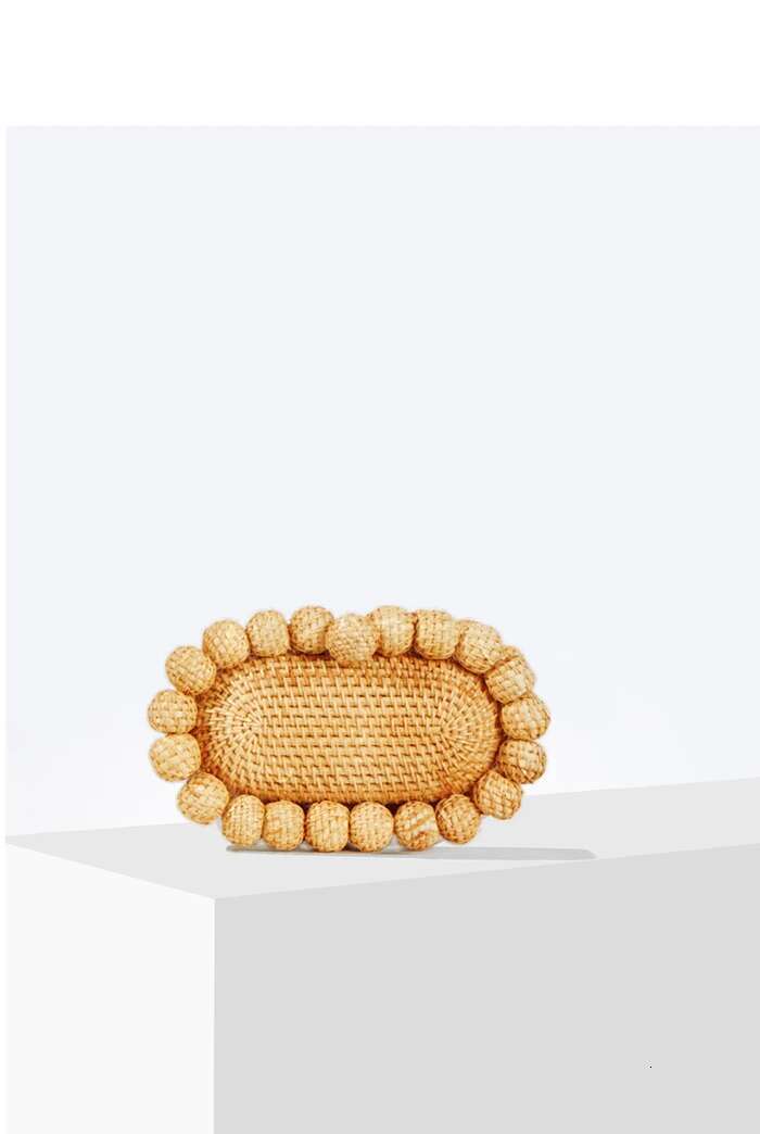 Women Egg Cane Bag Rattan Clutch Bag For Wedding Party Purse Summer Beach Wicker Handbag Designer 2024 New