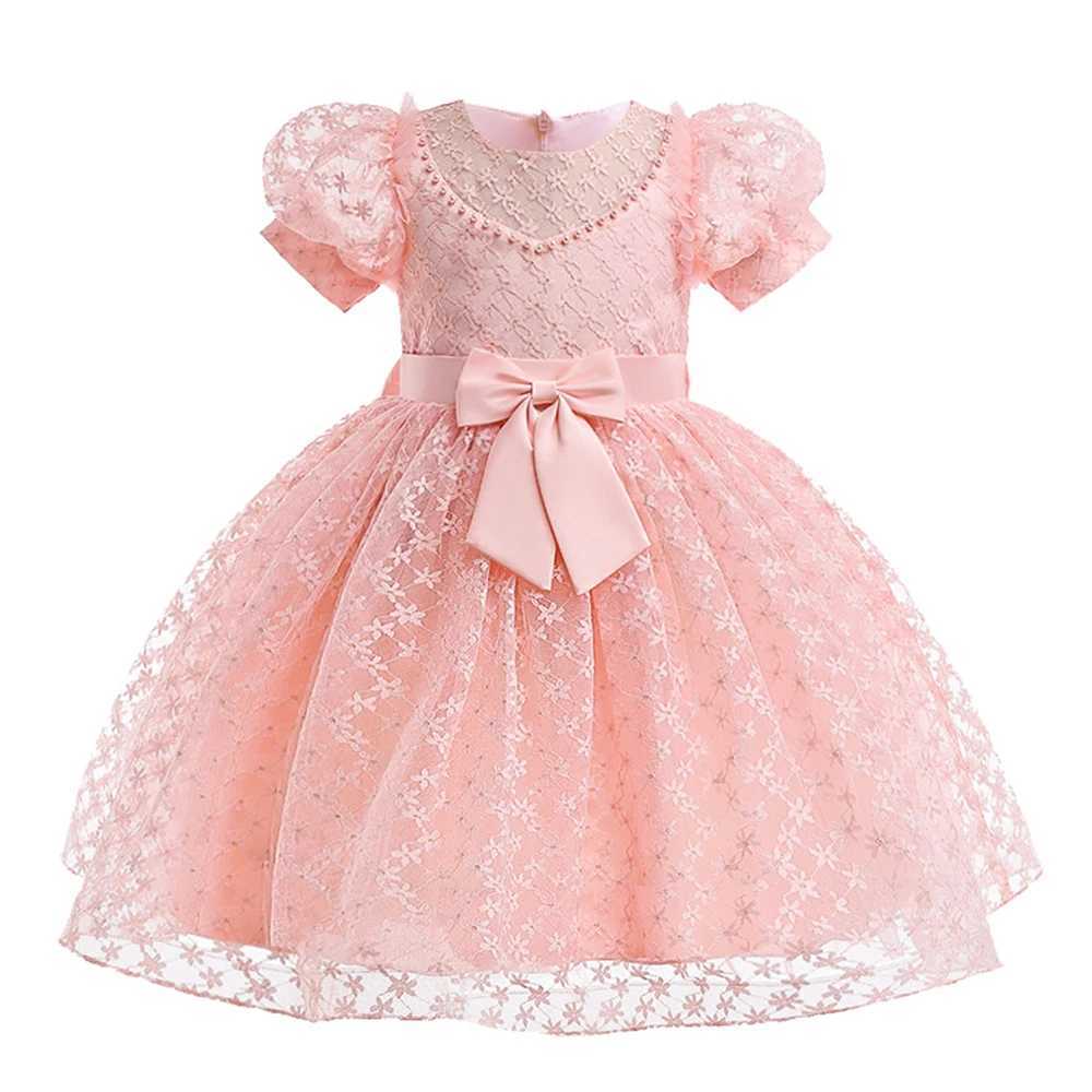 Kids Princess Dress For Girls Bow Birthday Par Dresses Short Sleeve Children Costume Flower Girl Wedding Bridesmaid VestidosXJ250108