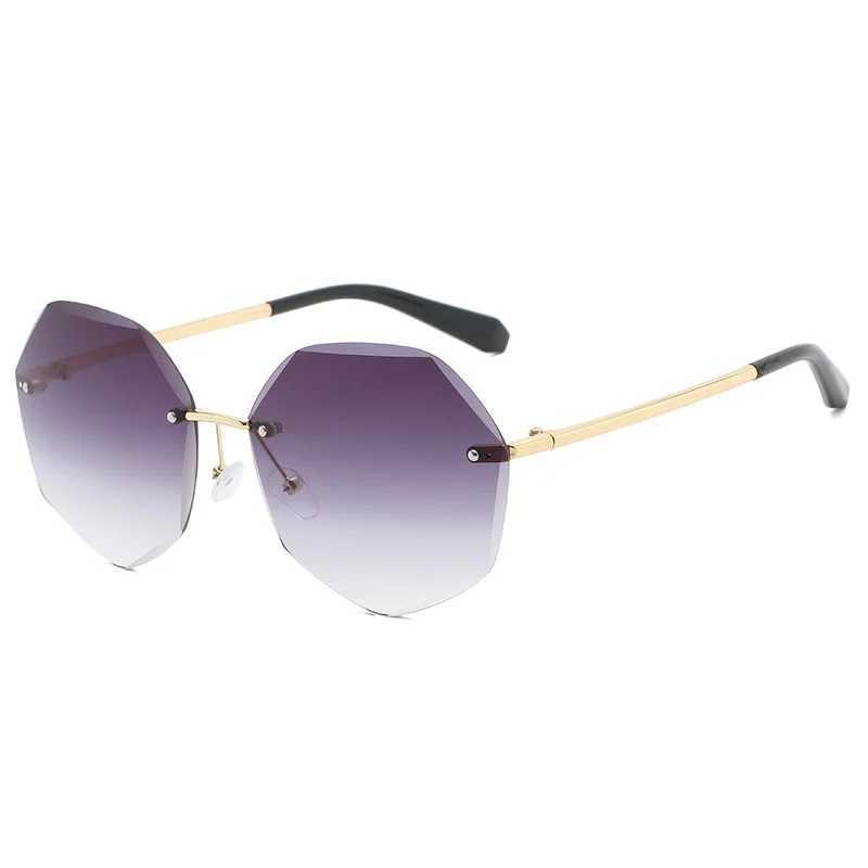 Eight sided frameless sunglasses for women retro metal sunglasses UV protection new fashion cut glasses UV400 sunglasses W250109