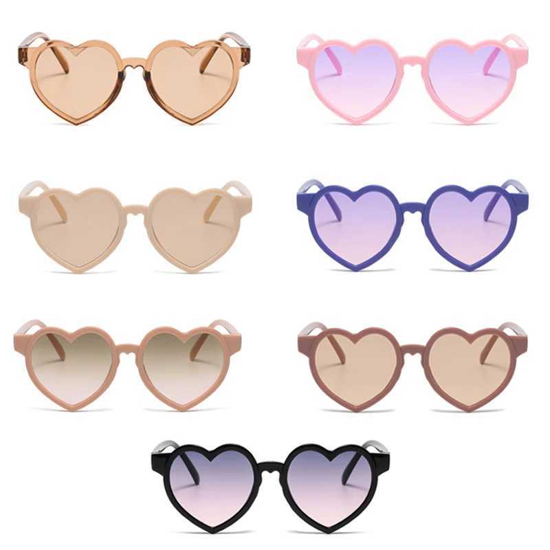 Baby girl cute solid color heart-shaped outdoor sunscreen sunglasses childrens cute acrylic UV400 sunglasses childrens glasses W250109