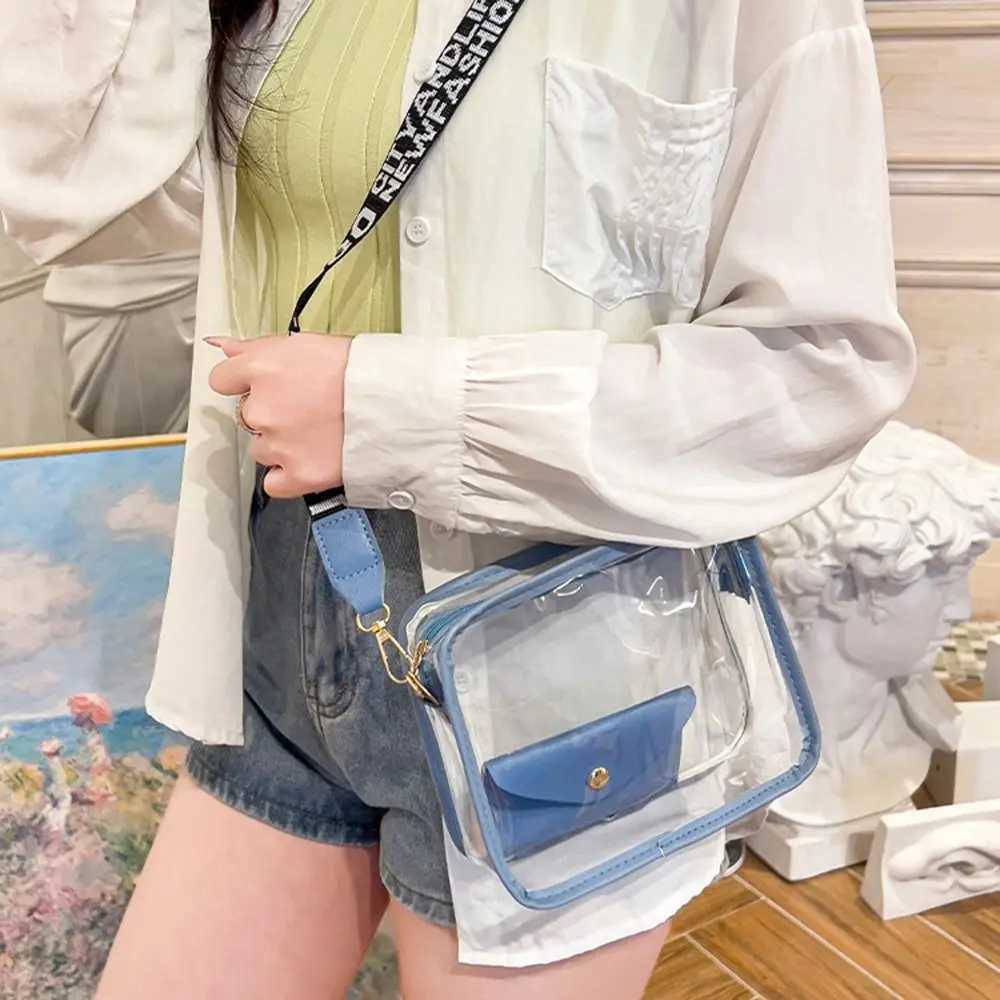 Transparent Crossbody Bag for Women Candy Color Letter Fi Shoulder Bag PVC Transparent Jelly Bag Small Square BagXJ250108
