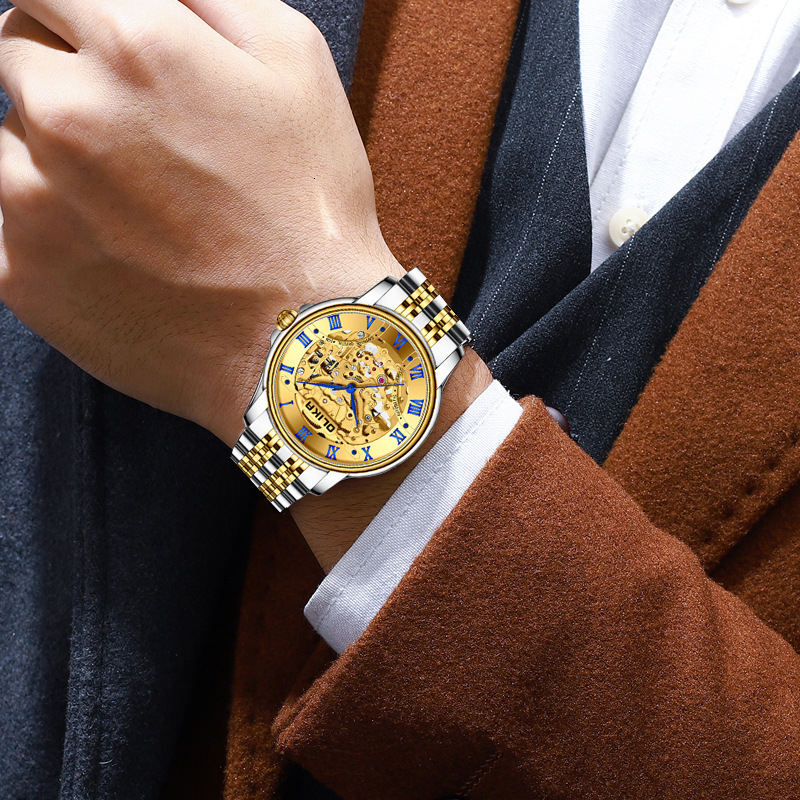 Olilka Men's Double-Sided Skeleton Automatic Watch with Luminous Features