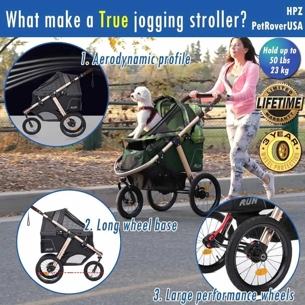 Pet Rover Running Performance Slow Running Sports Cart with Comfortable Rubber Wheels/Zipper No Entry/1 Hand Quick Folding W250109