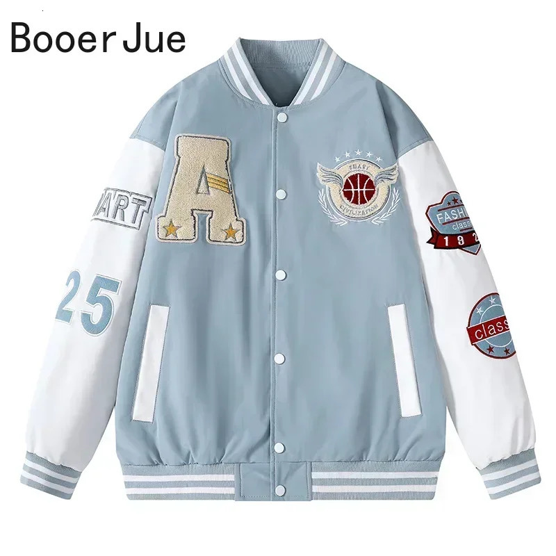 Varsity Baseball Bomber Jacket Men Hip Hop Harajuku Bone Letter Patchwork Leather Jackets Streetwear Women Unisex College Coats 250109