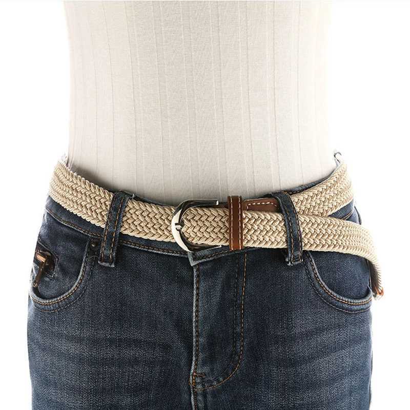 Non perforated and non punched womens elastic canvas belt womens full set of student pants belt W250109