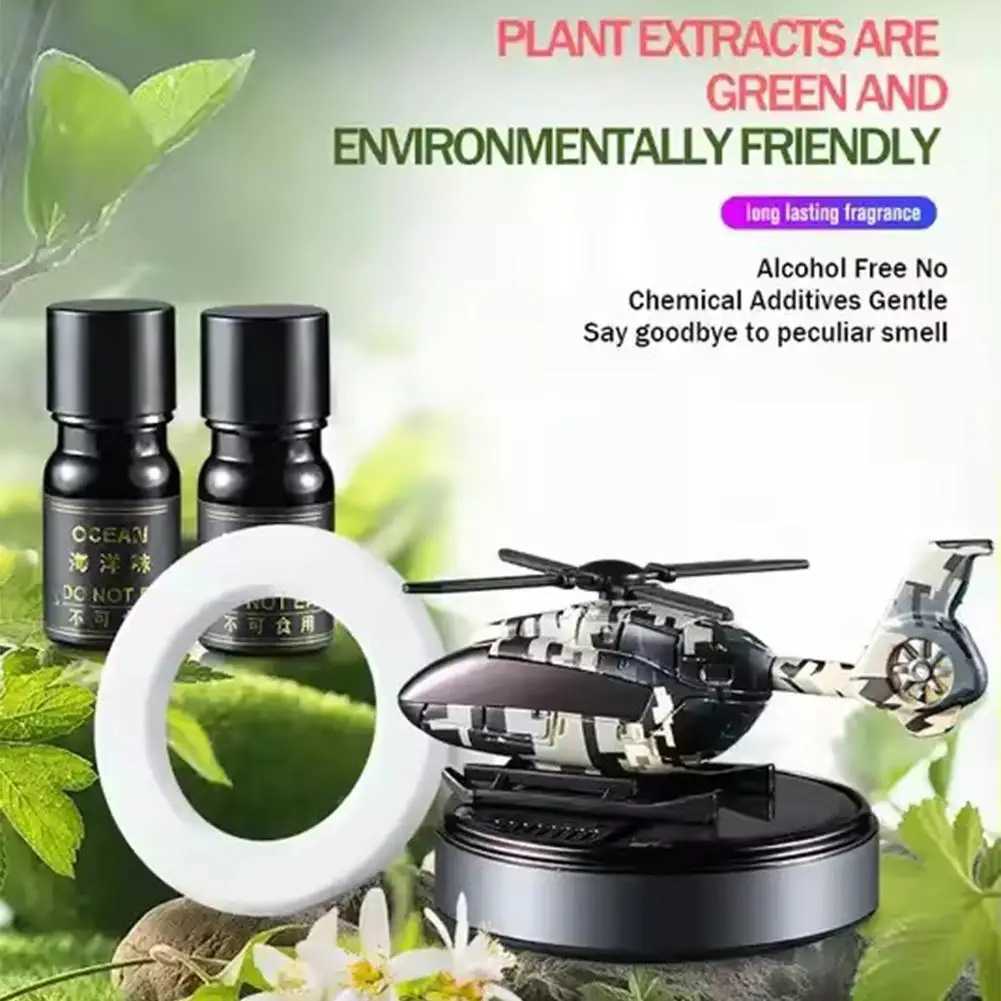 Car Air Freshener Auto solar helicopter auto rotating air freshener auto dashboard camouflage helicopter perfume decoration to remove odor H250108