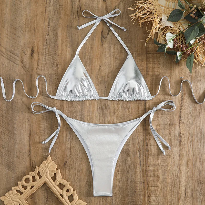 Swimsuit Bronzing Set For Women Sexy Side Tie Bikinis with Durable Gold Finish Bathing Suit Beachwear Ideal for Beach Pool 250106
