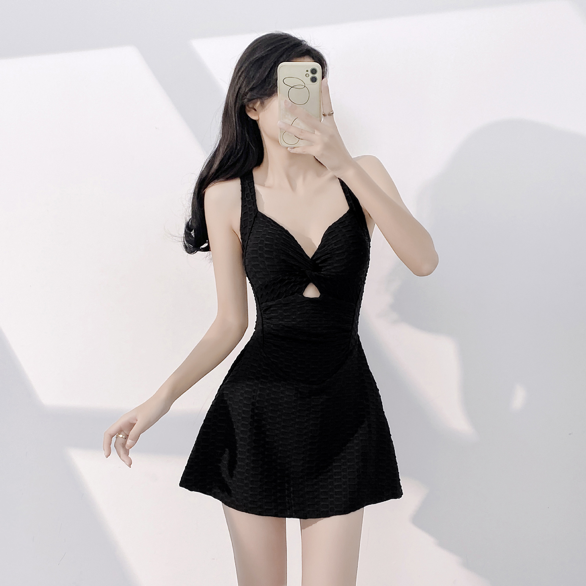 2025 new sexy camisole short skirt for girls designer hollow out dress waist series hot spring party one-piece swimsuit for women