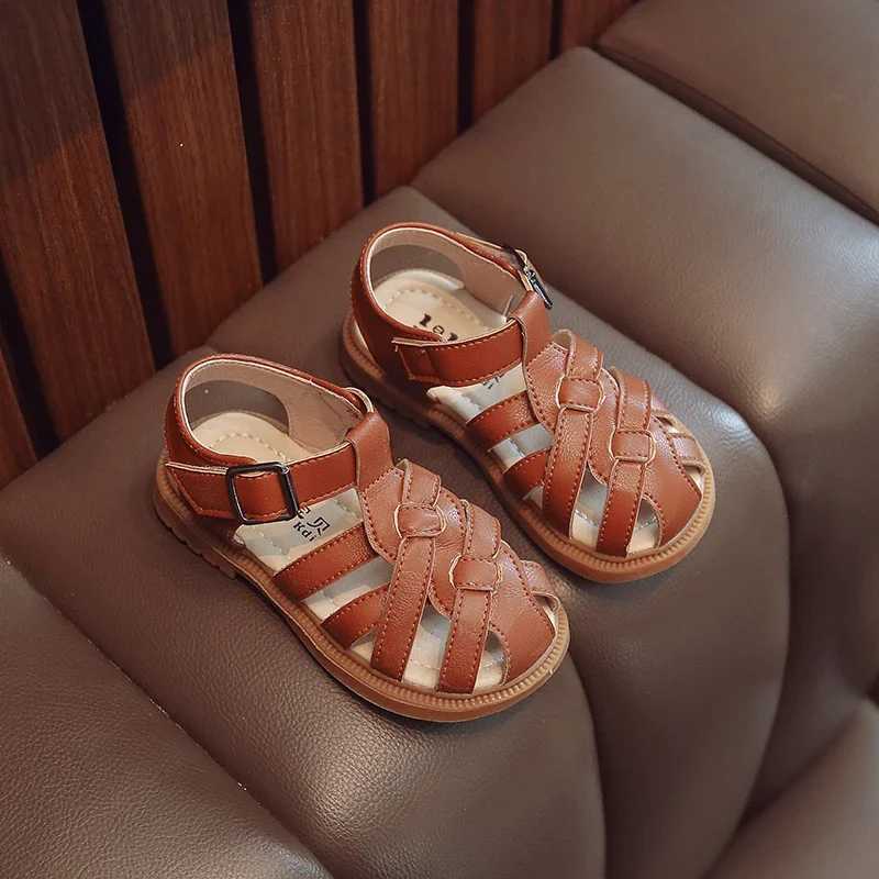 Fashion childrens PU leather sandals childrens girls boys sports sliders childrens closed toe beach shoes 3-6Y summer W250108
