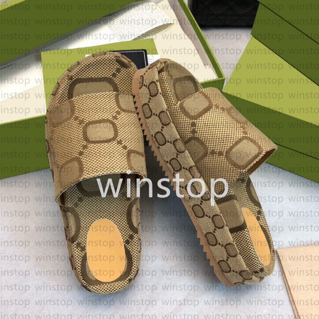 Slippers Designer Sandals fashion slippers Sandals Platform sliders embroidered canvas Flat Mules Platform Embroidered Linen High Heel Sandal platform Shoe 35-45