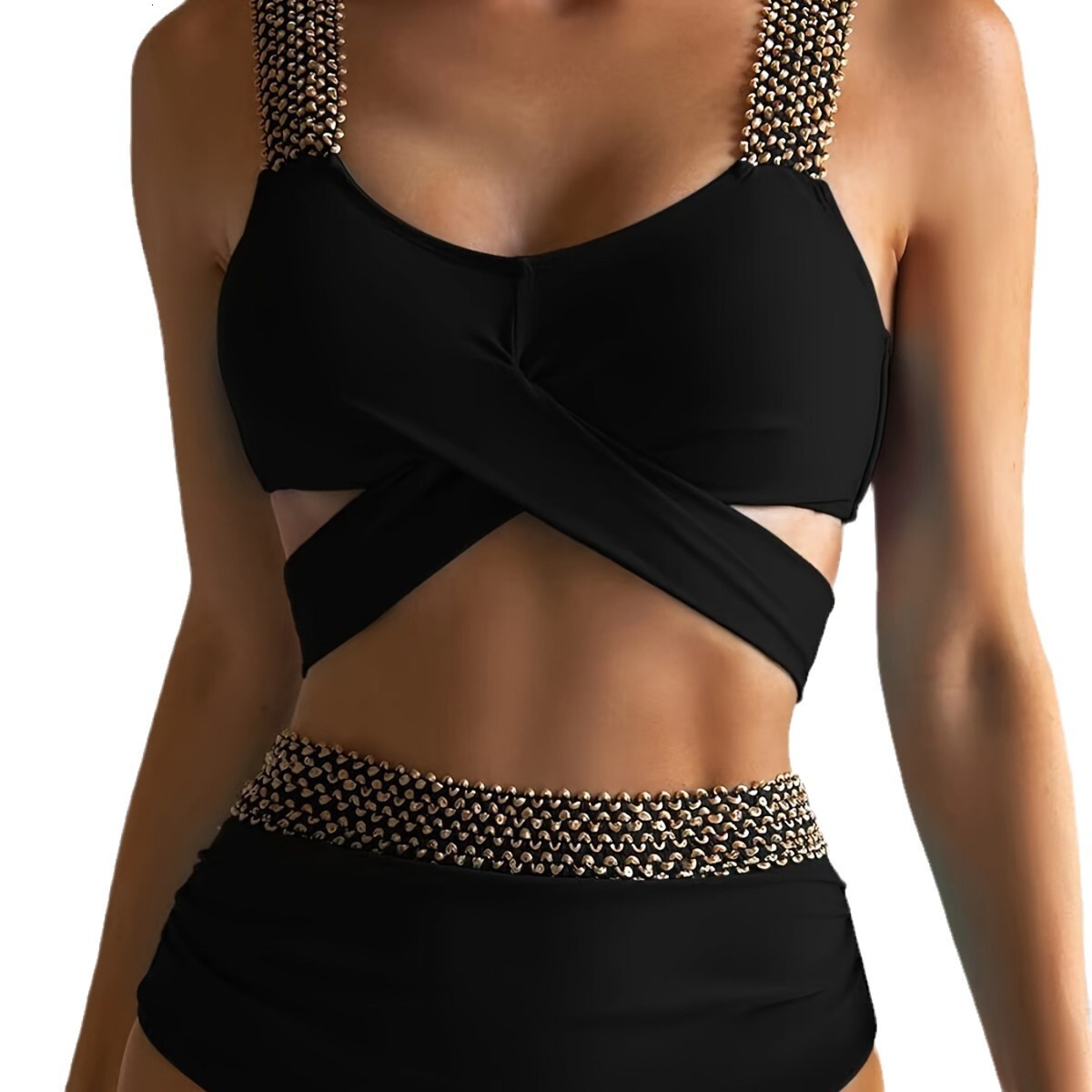 2025 Split Bikini 3-Piece Women's High Waist Swimsuit Designer Trendy Beach Swimsuit