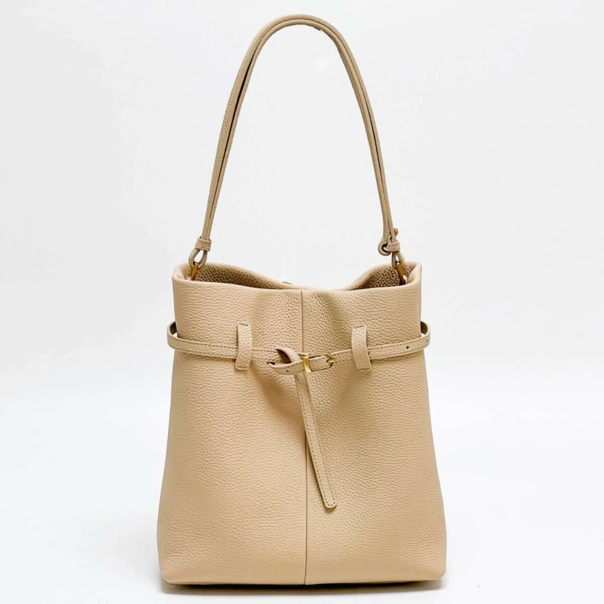 First-Layer Cowhide Bucket 2025 Niche Design Genuine Leather Large-Capacity Handbag Fashionable Women's Armpit Shoulder Bag