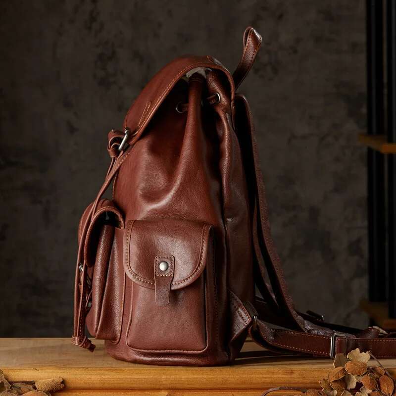Trendy Travel For Men Women Waterproonti-Theft Student Schoolbag Real Leather Backpack Mochila Laptop Bagback