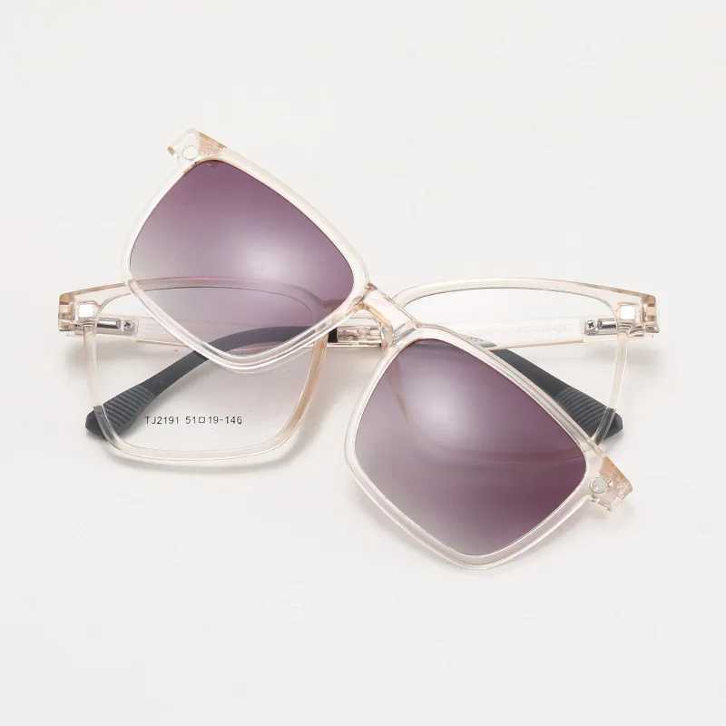 Square magnetic flip cover Myopia eyeglass frame polarized sunglasses clip mens and womens cover sunglasses frame trend W250109
