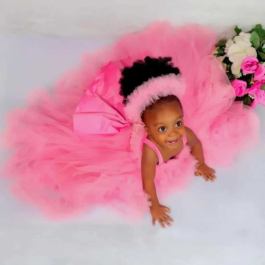 Pink Tulle Flower Girl Dress For Wedding Lace Puffy Sleeveless Princess Baby Pageant Kids Birthday First Communion GownXJ250108