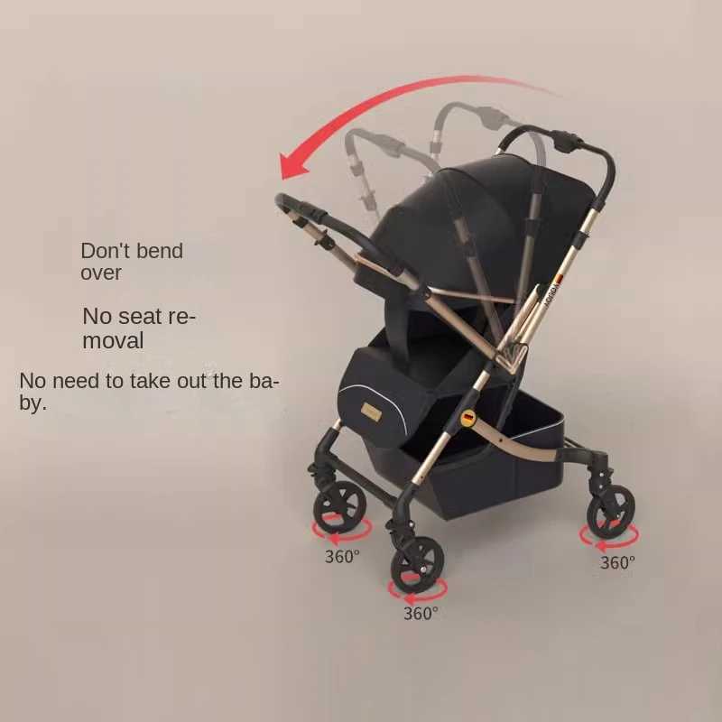 Double baby strollers can be used to sit down and lie down with a detachable combination of high landscape and lightweight one click folding two-way s