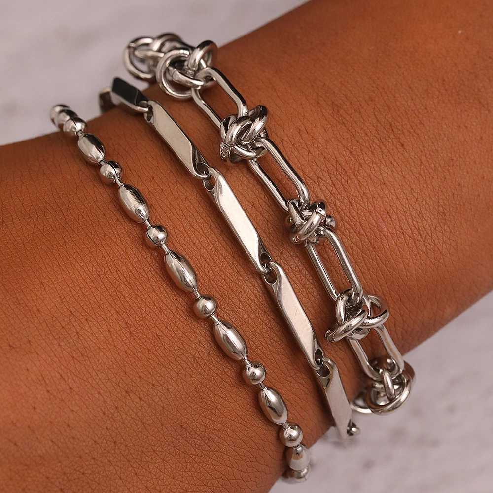 Stainl Steel Bracelet 3 Pieces Popular Creative Knotted Rhombic Chain Fine Bracelet For Women Jewelry Unusual Gift New SeniorXJ250109