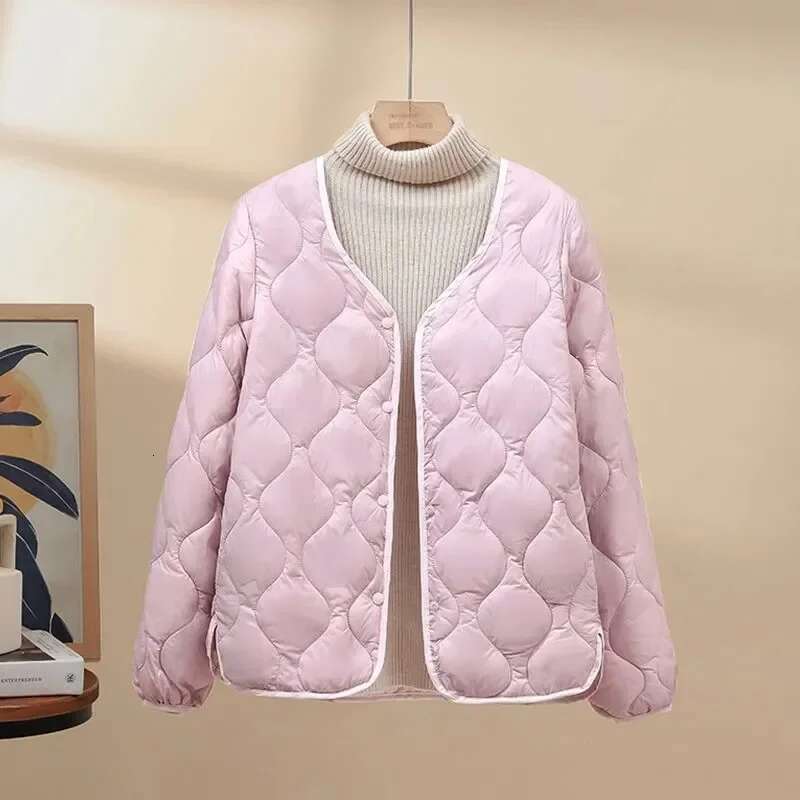 Fanan Women Ultralight Collarless Duck Jackets Winter Keep Warm Short Parkas Woman Matt Fabric Lightweight Down Cotton Coat