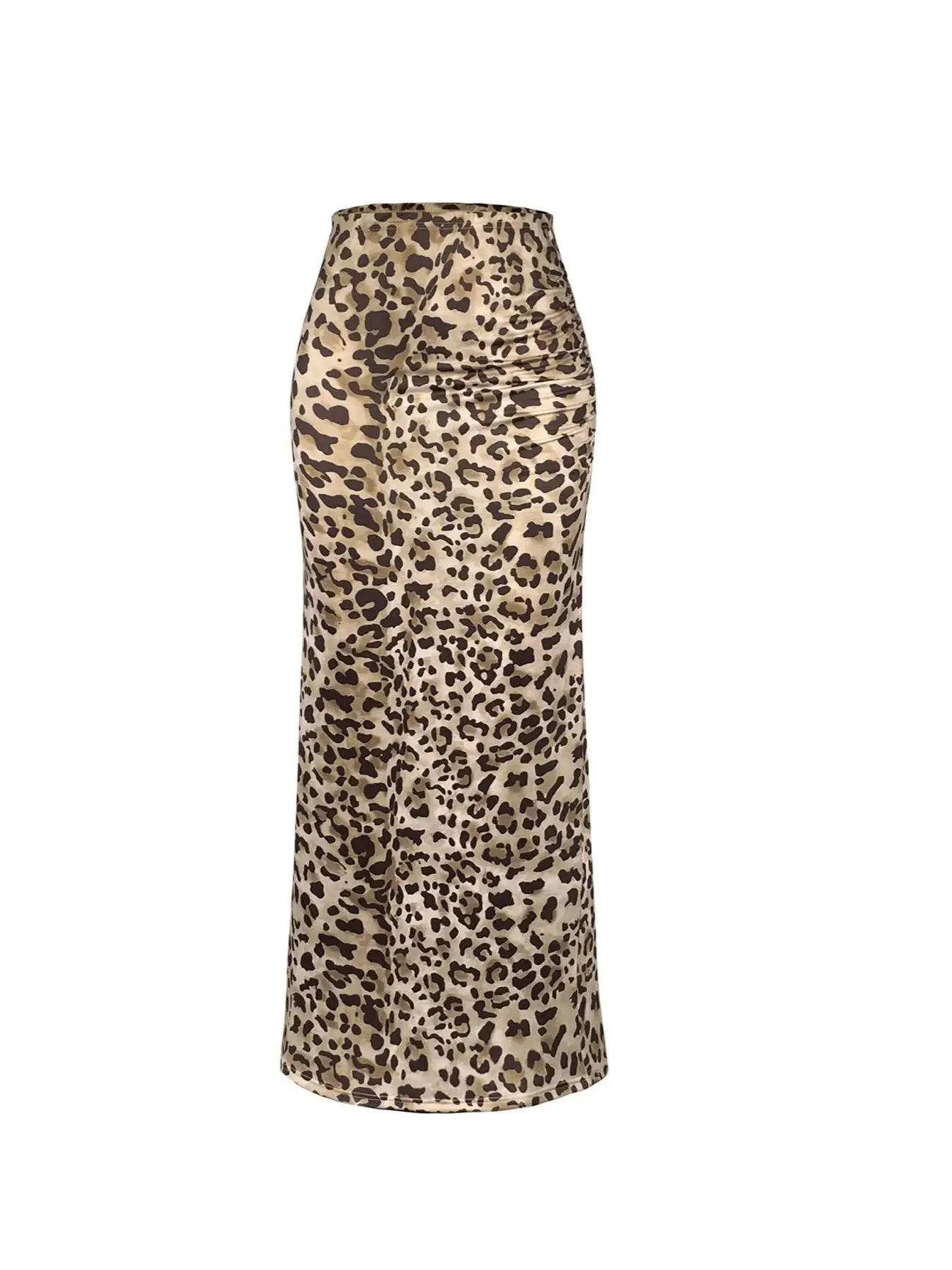 Leopard Print maxi skirt women High Waist Hip Package Slim Midi Skirts Female Sping Summer Fashion long vintage skirts for 250106