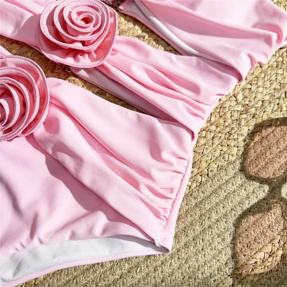 Sexy 3D Flower Swimwear Woman One Piece Swimsuits Fa Cut Out Monokini Bathing Suit Swimming Wear for Women Bathers 2024XJ240108