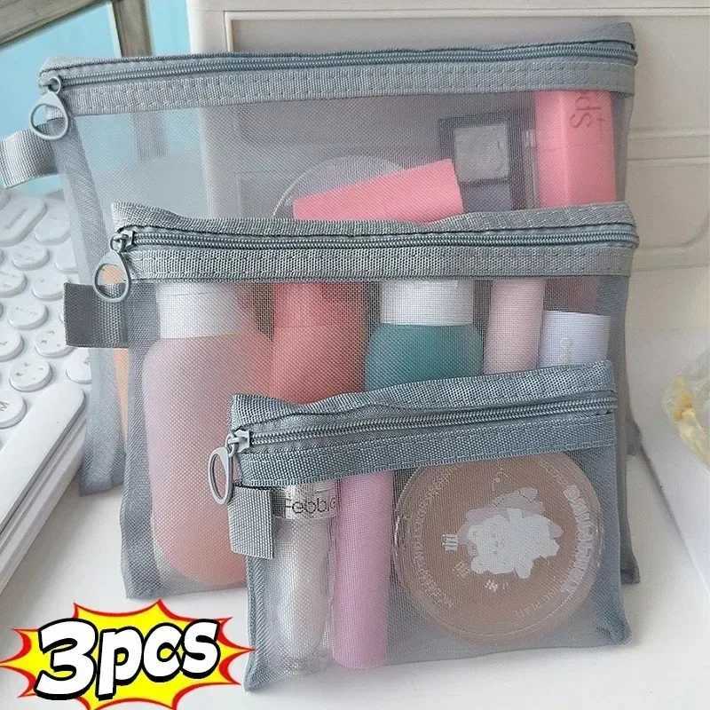 1/3 mesh transparent cosmetic bag small large and black cosmetic bag portable travel toilet manager lipstick storage bag W250109