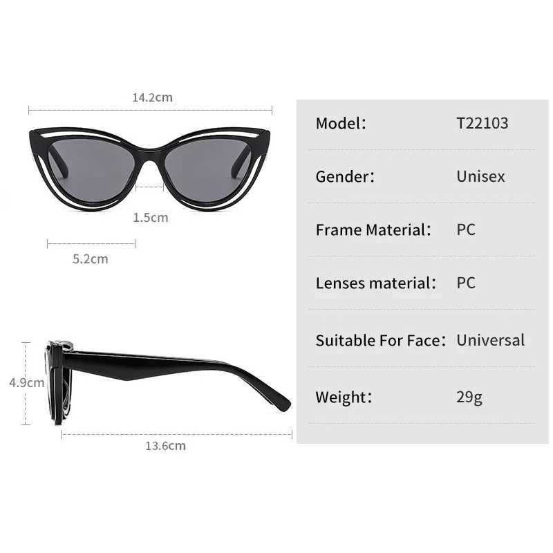 D T 2024 new cat eye sunglasses for women gradient PC lens frame retro casual Par sled brand designer glasses UV400 W250109