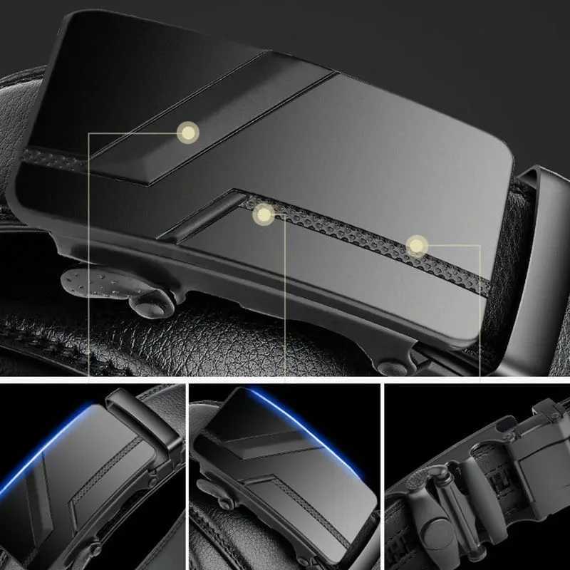 Mens PU leather strap with fashionable automatic buckle suitable for mass business high-quality mens strap W250109