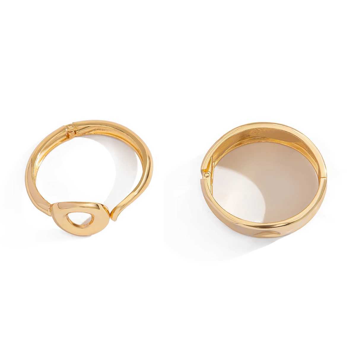 Ingemark Exaggerated Punk Irregular Wide Cuff Bangle for Women Vintage Gold Color Chunky Metal Bracelets Men Hand Jewelry GiftXJ250109