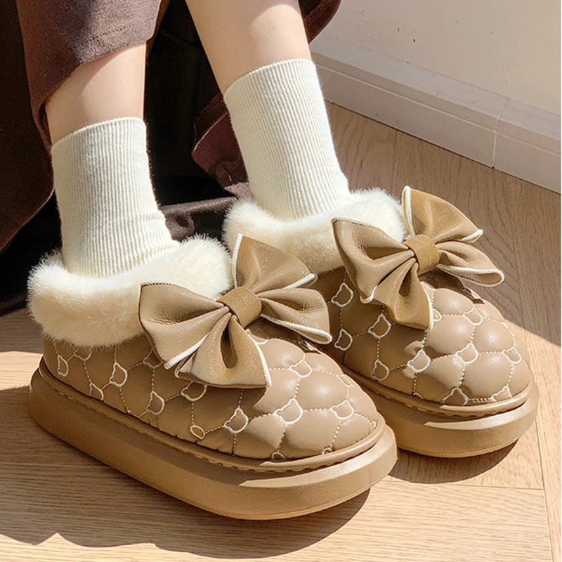 Women Snow Boots for Cute Butterfly Fluffy Botas Autumn Print Bear Thick Bottom Platform Boots Outdoor Comfort Warm Cottom Shoes 250106