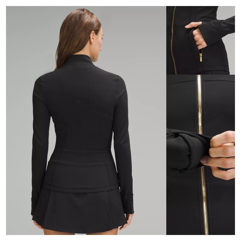 Women's yoga gold zipper jacket sports jacket fitness jacket sports quick drying sportswear top solid color zipper sportswear