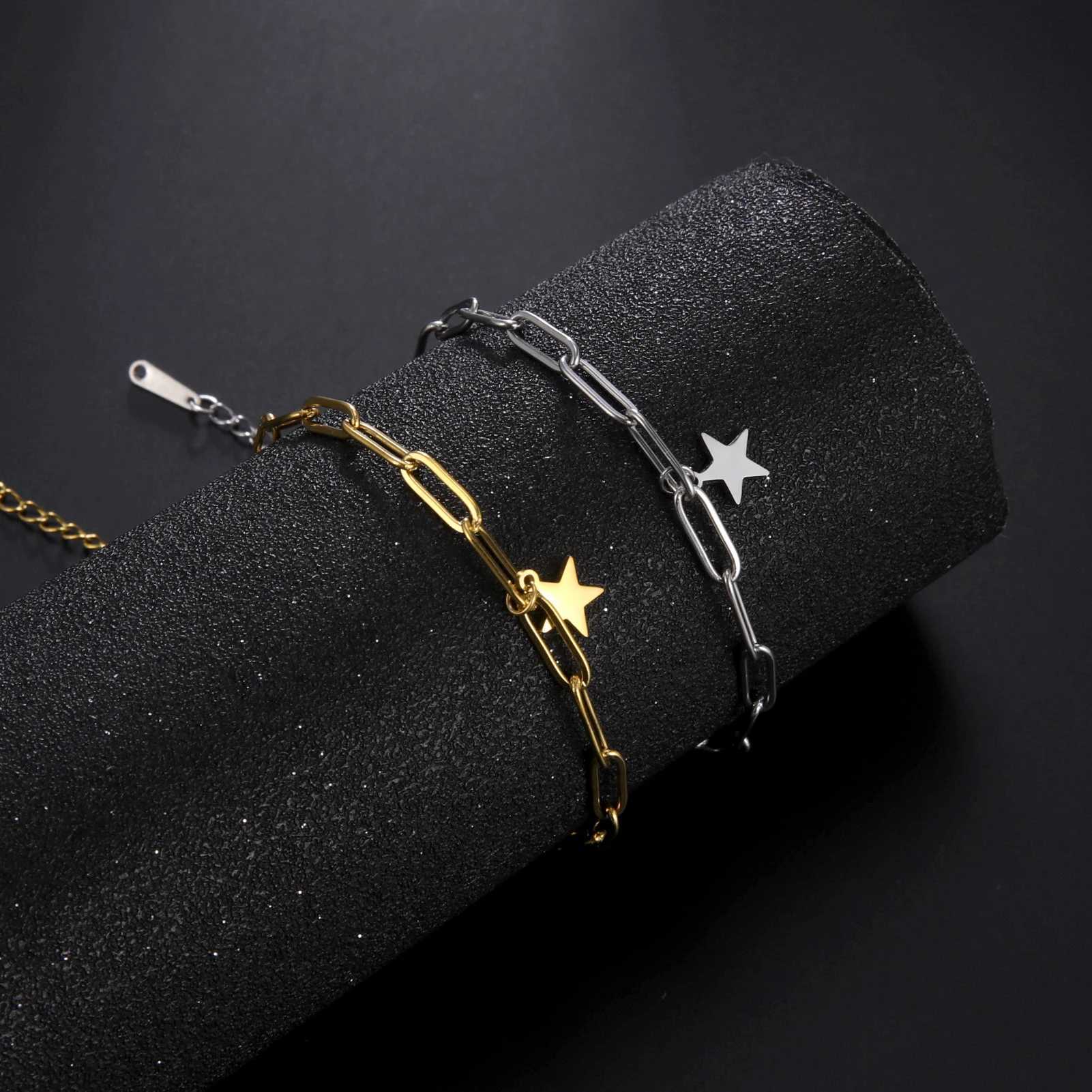 Amaxer Stainl Steel Bracelet For Women Man Pentagram Per Clip Chain Pulseira Wedding Anniversary Jewelry Mother GiftXJ250109