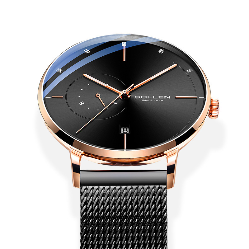 SOLLEN Trendy Korean Style Automatic Mechanical Watch for Men with Quartz Movement