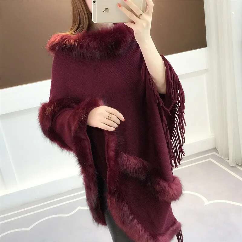 Autumn/Winter New Fringed Mantle Women's Medium-Length Pullover Knit Batik Sweater Sleeveless Fair Isle Knitwear