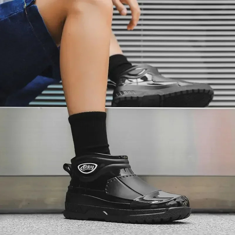 Rain Boots for Men Wear-resistant Waterproof and Non-slip Man Shoes Pvc Low-heel Garden Work Fishing Plastic Original 250106