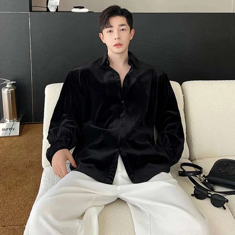 Original Elegant Korean High Quality Long Sleeve Shirt Handsome Casual Tops Trendy Blouses Men's Clothing