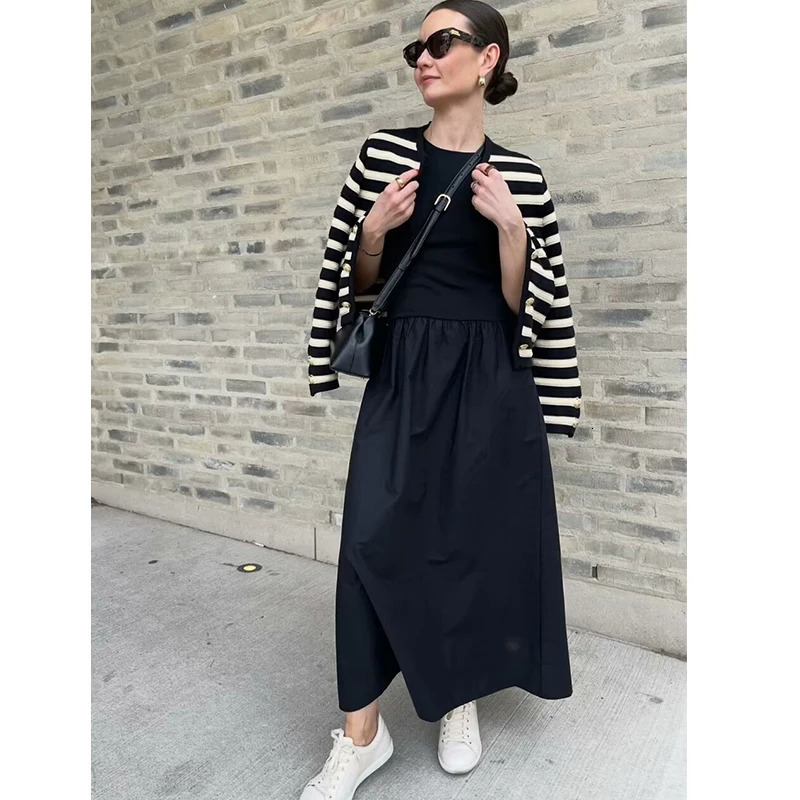 TRAF Dresses Summer Womens Chic Slim Simple Elegant Holiday Dress Street Comfortable Youth 250109