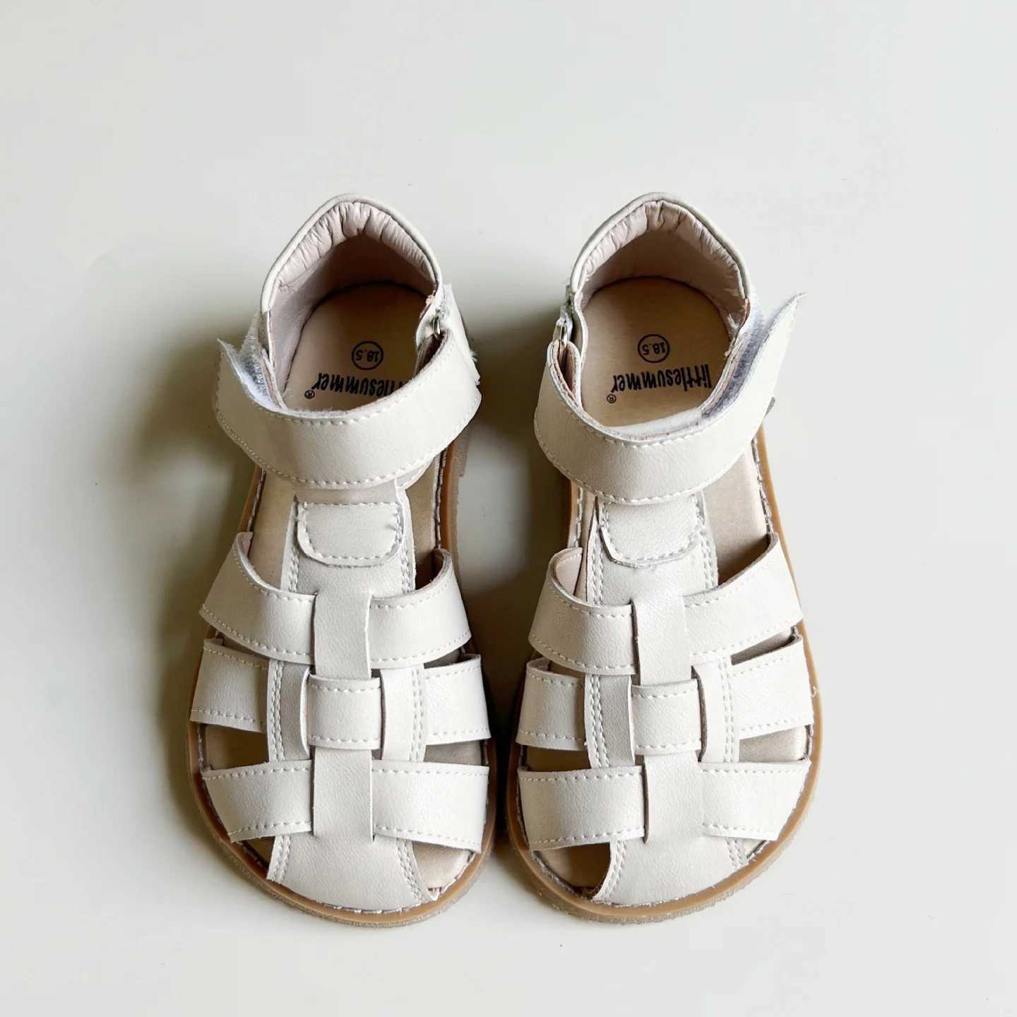 High qu cowhide summer close-up shoes childrens sports sandals real leather birds nest baby shoes girls beach sandals W250108