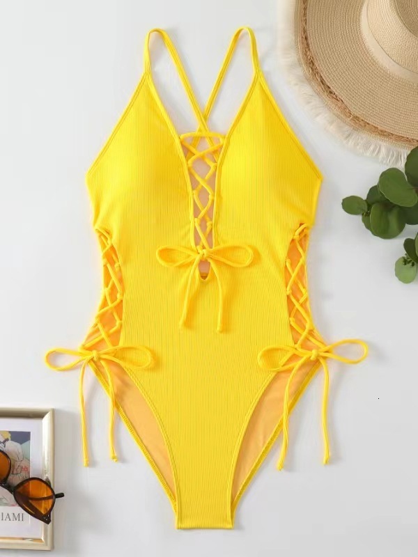 2025 sexy backless dress with multi-color cross tie designer trendy beach swimsuit bikini