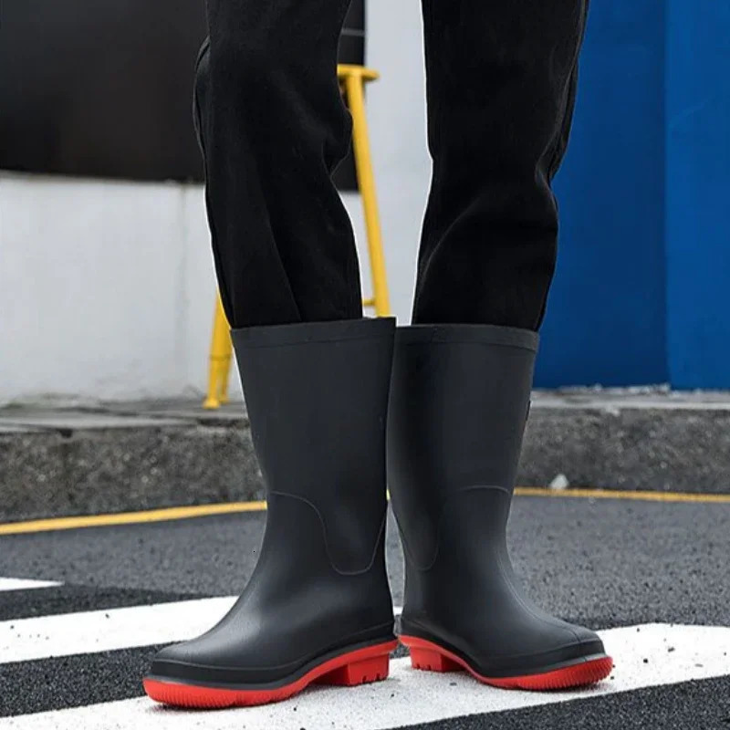 Non-slip Pvc Wear-resistant Mens Rain Boots Garden Low-heel Rainy Day Male Shoes On Offer Loafers Work Gumboots 250106