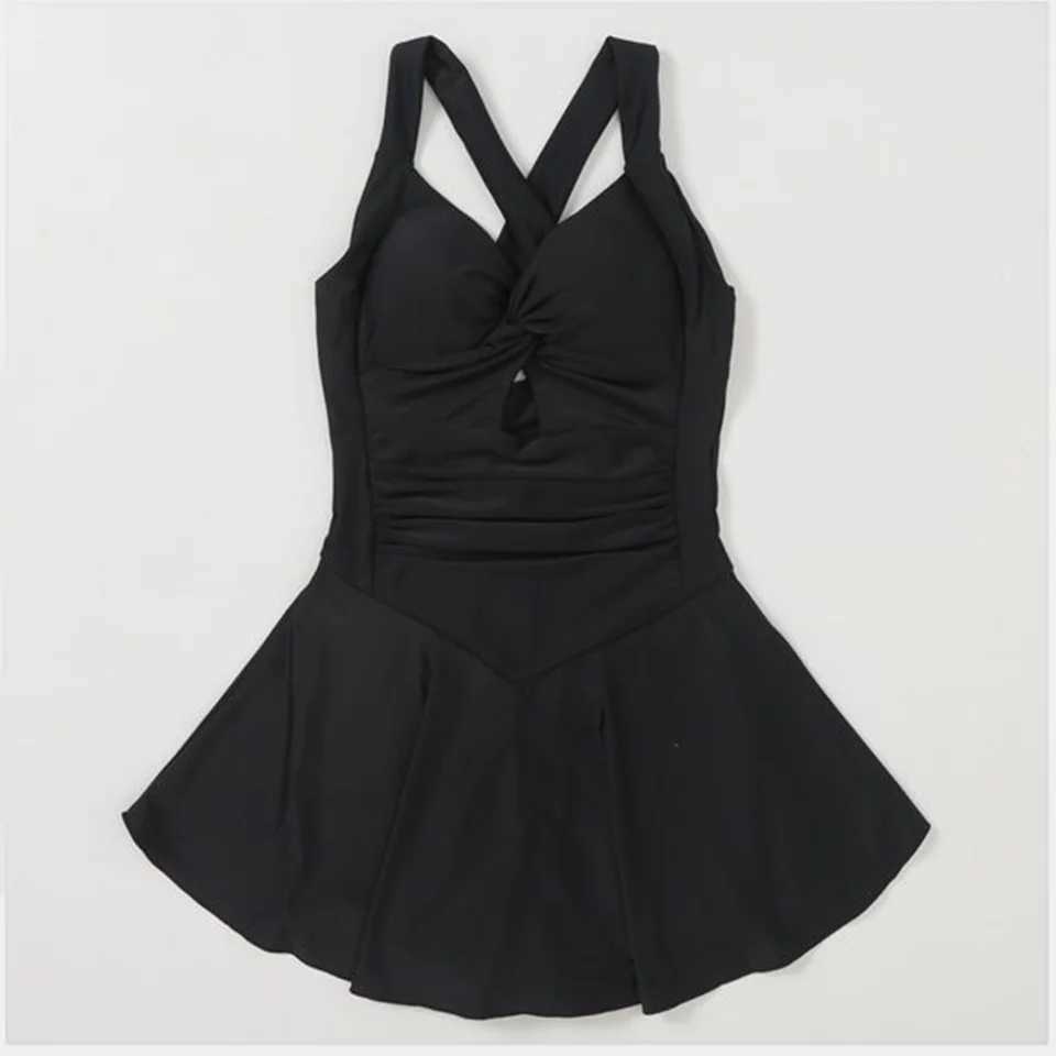 Women Hanging Neck Swimwear Sexy Beach Dr High Waist Swimsuit Sweet Swimwear Conservative Belly-covering Spring Dr LinedXJ240108