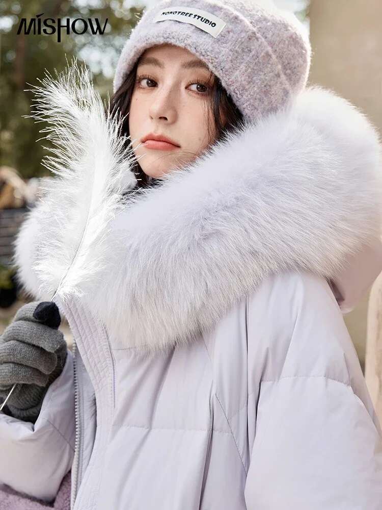 MISHOW Thickened Down Women's Hooded Zipper Long Sleeved 2024 Winter Korean Basic Warm Sweet Cotton Jacket Top Mxd36y0051