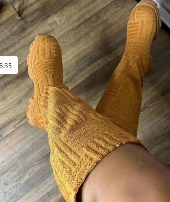 Luxury Brand 2025 New Women Thick-soled Thick-heeled Warm Boots Women Towel Cotton Boots Motorcycle Boots 36-43 Boots Women Candy Color