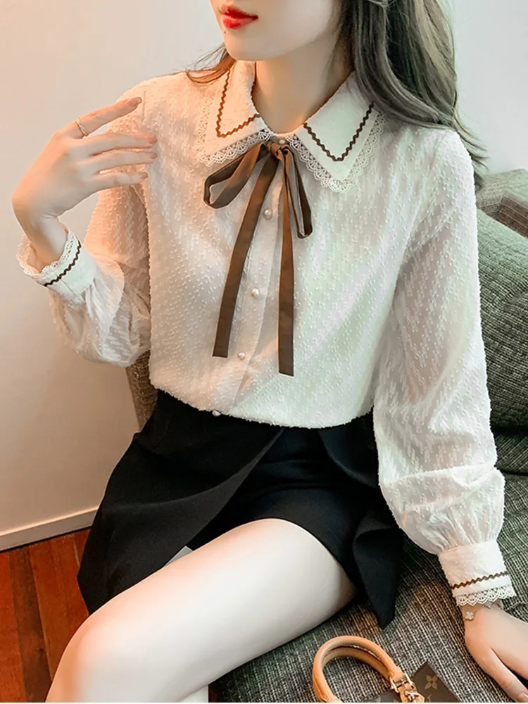 Women Spring Autumn Blouses Shirts Lady Casual Long Sleeve Turndown Collar Patchwork Blusas Tops DF4734 250109