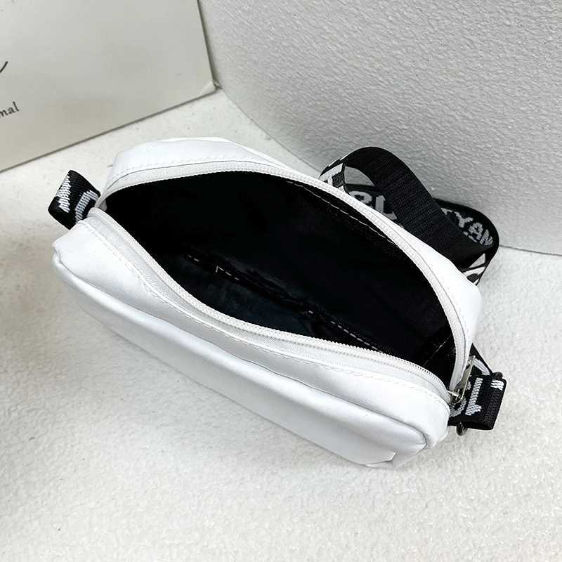 Black white Shoulder Bag Durable Butterly Nyl Crossbody Bag Wide Belt Crossbody Bag Casual Small Sqaure Bag For WomenXJ250108