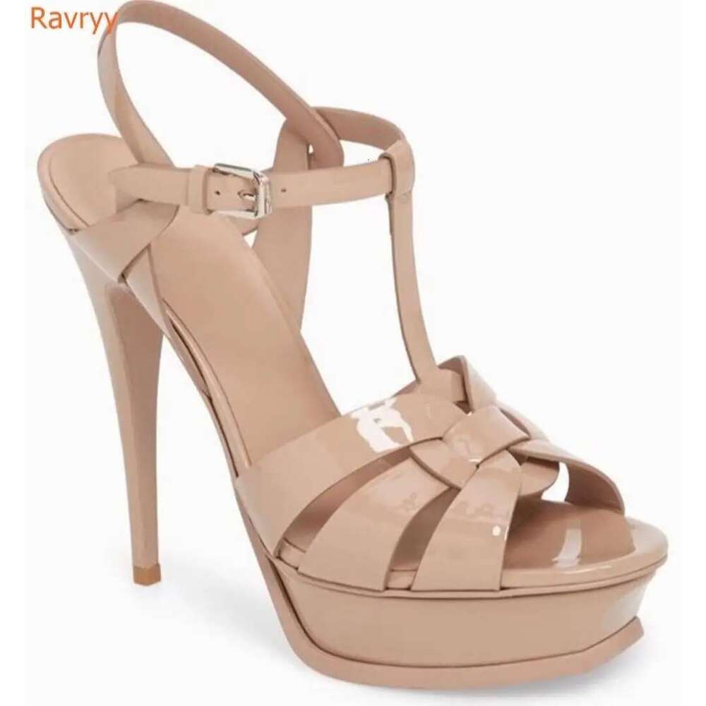 Women Classic Style Platform Solid Color Stiletto Peep Toe High Heels Summer Fashion T-tied 10cm/14CM Heel Sandals