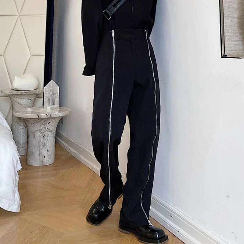 Autumn Fashion Elegant Zipper Splicing Design Casual Pants Men's High Quality Trendy Original Male Trousers