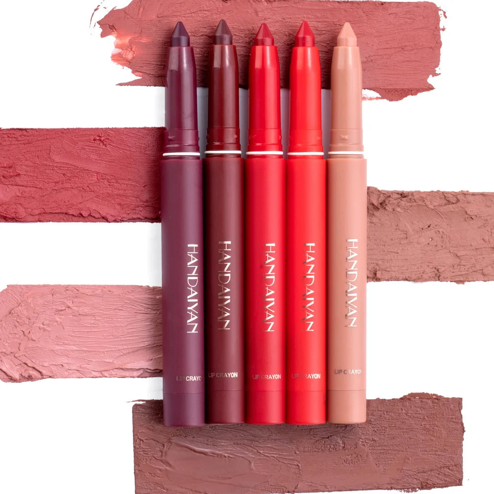 6pcs Nude Matte Lip Liner Pen Set Waterproof Non-stick Cup Natural Lipstick Pencil Long-lasting Sexy Lip Contouring Cosmetics 250108