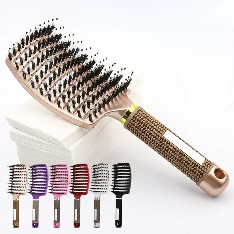 Hair Brush Scalp Massage Comb Hairbrush Bristle Nylon Women Wet Curly Detangle Hair Brush for Salon Hairdressing Styling Tools 250106