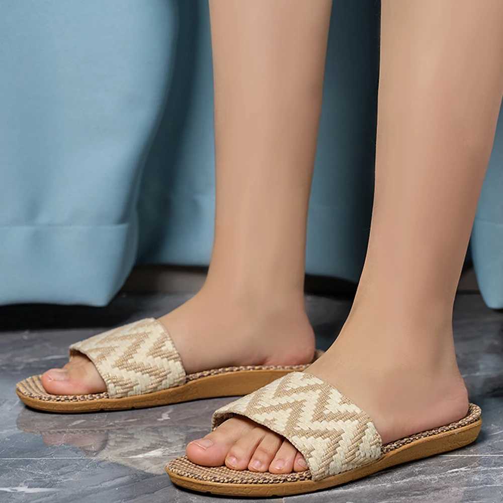 New Arrival Summer flat slider womens casual linen slider multi style anti slip EVA home flip floor indoor beach shoes womens sandals T250108