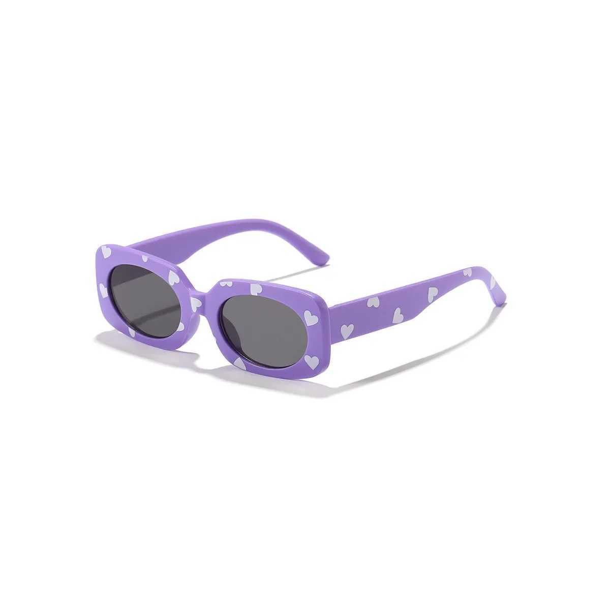 Fashionable and cute heart-shaped sunglasses with cute printing suitable for childrens sunglasses childrens Rec glasses and sun shading girls UV400 W2